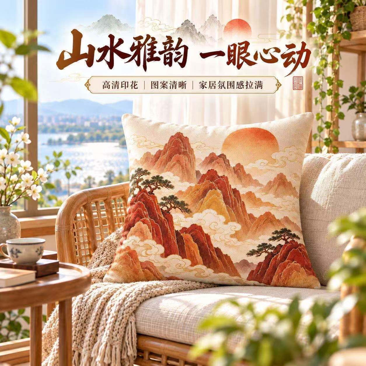 新中式抱枕红木实木沙发客厅圈椅椅子靠垫大靠枕靠背垫中国风枕套