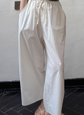 AULDCAT 2025SS  纯棉松紧腰双口袋阔腿休闲裤
