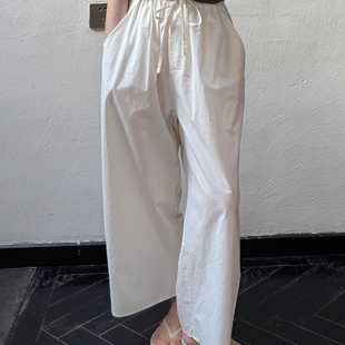 纯棉松紧腰双口袋阔腿休闲裤 AULDCAT 2025SS