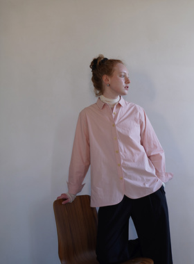 AULDCAT 2023SS  高支砂洗棉纯色宽松长袖衬衫 排扣 春款