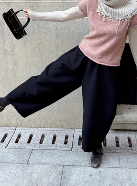 AULDCAT 2026FW  意大利进口面料 100羊毛宽松阔腿萝卜裤  松紧腰