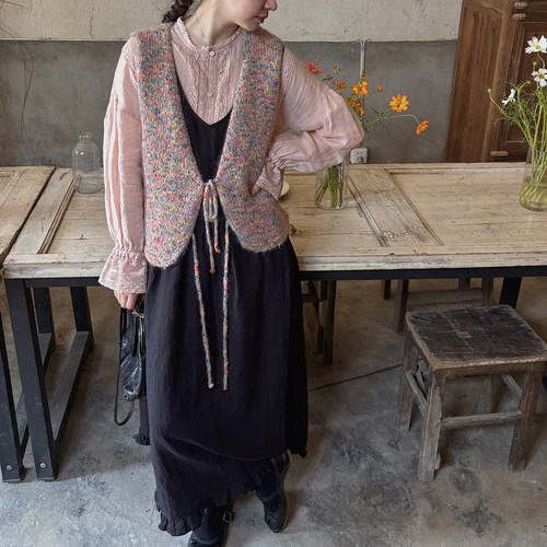 AULDCAT蕾丝拼接喇叭袖苎麻衬衫