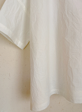 AULDCAT 2025SS 古法手工抓皱工艺皱皱肌理短袖大衬衫