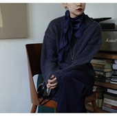 初冬夜色粗针夹花灰蓝毛衣 AULDCAT 2021fw 羊毛混纺