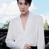 绸缎衬衫 檀健次同款 白色长袖 上衣垂感衬衣内搭气质基础摆休闲打底