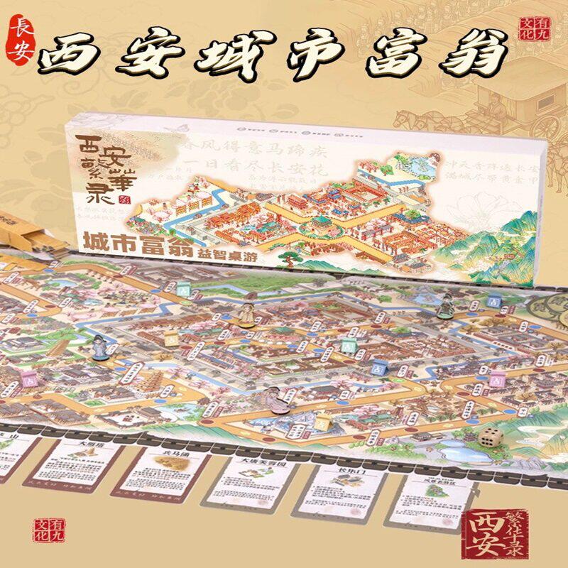 西安城市富翁双人四人桌游成人亲子豪华版益智棋团建户外野餐游戏