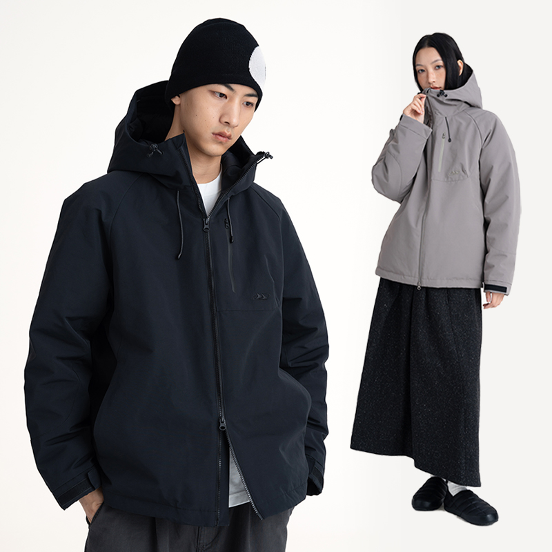 CONTRAFIEND 秋冬2L防水防风90白鸭绒户外男保暖连帽冲锋羽绒服