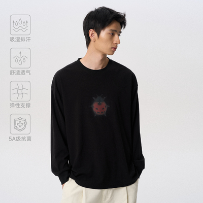 CONTRAFIEND「亲肤细腻」秋抗菌磨毛速干T恤宽松纯色舒适百搭长袖