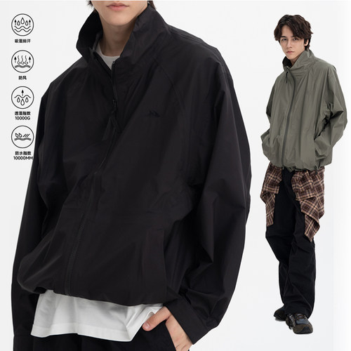 CONTRAFIEND春季立领防水防风压胶亲肤冲锋衣 机能休闲拉链外套