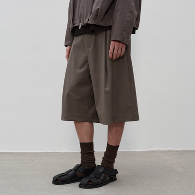 CONTRAFIEND 「三醋酸」澳洲初剪羊毛抗皱单褶七分裤直筒休闲西裤