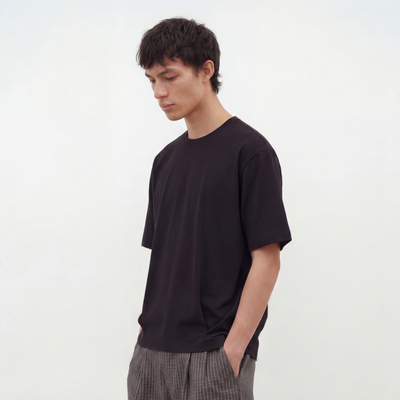 CONTRAFIEND  「气球短袖」莱赛尔亚麻混纺褶位设计透气T恤短袖男