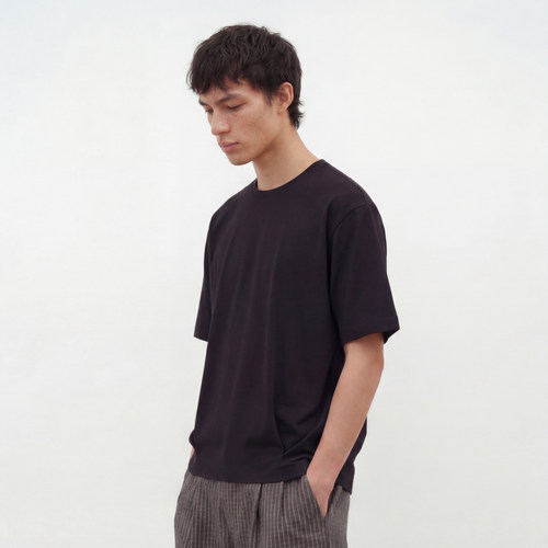 CONTRAFIEND  「气球短袖」莱赛尔亚麻混纺褶位设计透气T恤短袖男