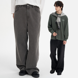 宽松直筒长裤 牛仔裤 2021M 纯色阔腿裤 CONTRAFIEND水洗染色百搭经典