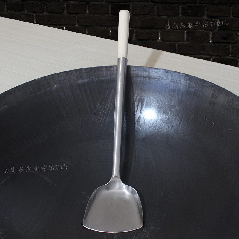 大号锅铲加厚型空心钢柄木柄