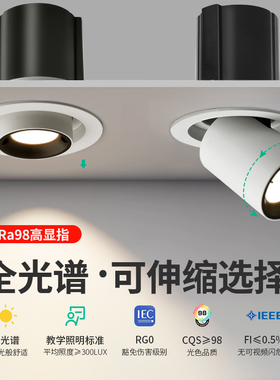 拉伸式射灯嵌入式伸缩可调节角度客厅家用象鼻灯玄关开孔75聚光灯