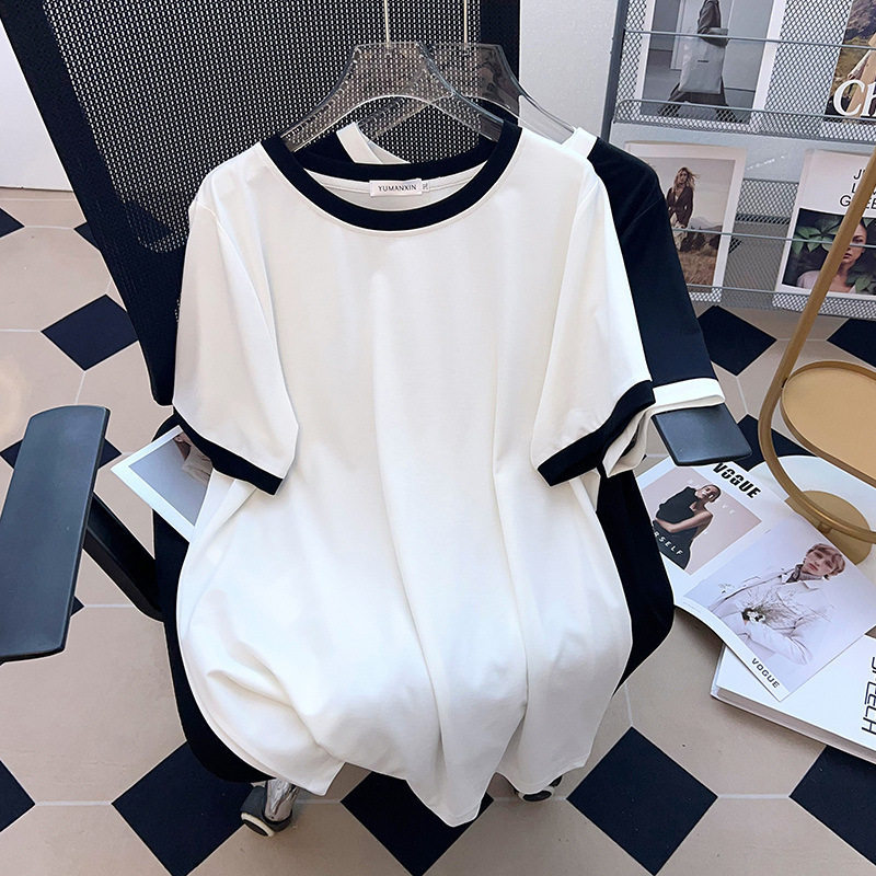 七月原创大码女装~净面撞色加肥加大宽松大版纯色短袖T恤女300斤,女装/女士精品,常规大码外套,淘宝优惠券,粉丝福利购,淘宝优惠卷