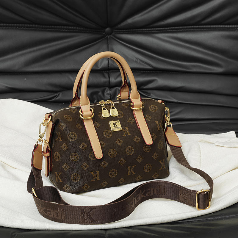 轻奢复古老花手提波士顿包女2025新款高级感枕头包百搭单肩斜挎包