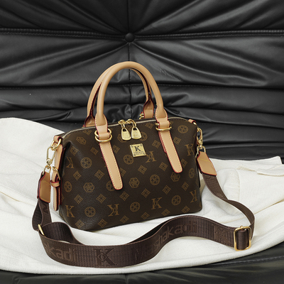 轻奢复古老花手提波士顿包女2026新款高级感枕头包百搭单肩斜挎包