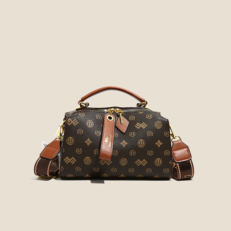 高级感休闲包包女2025新款法国小众复古老花波士顿枕头手提斜挎包