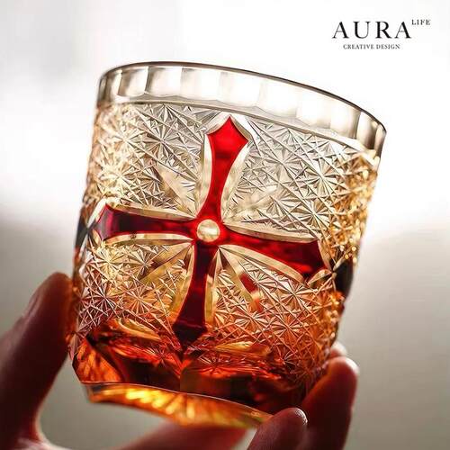 AURA'S江户切子手工雕刻水晶杯