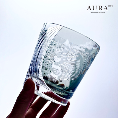 AURA'S江户切子新款老虎限量威士忌酒杯洋酒杯水晶玻璃杯高档送礼