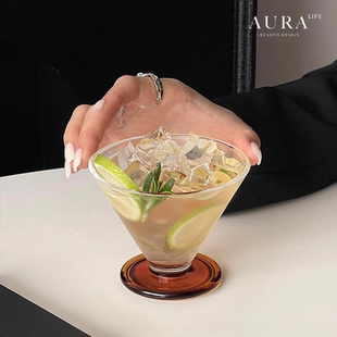 ins风三角杯薄款 咖啡杯阔口杯子香槟杯饮品杯玻璃杯 果汁杯美式