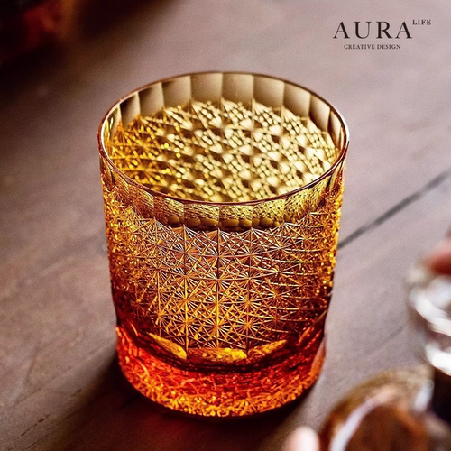 AURA'S黄金甲江户切子威士忌酒杯