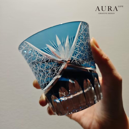 AURA'S江户切子赤菊威士忌酒杯