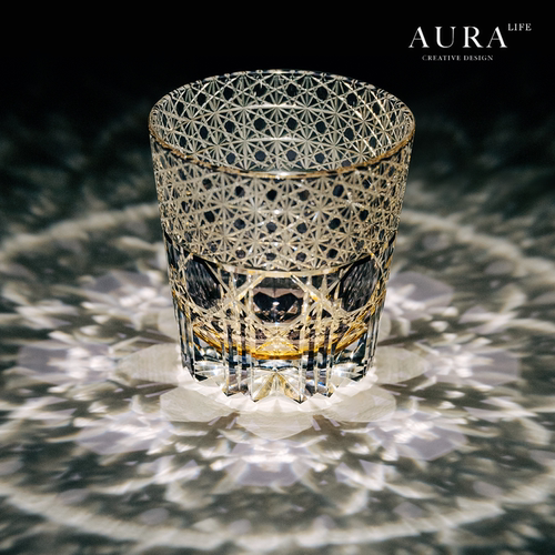 AURA'S琉璃萤石江户切子手工雕刻水晶玻璃酒杯威士忌洋酒杯送人