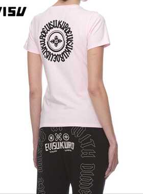 EVISU  EVISUKURO 18SS 女士后背家纹印花短袖T恤 1ESGNW8TS657SL