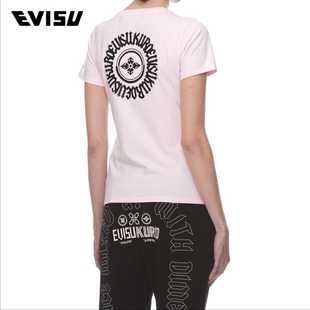 EVISU  EVISUKURO 18SS 女士后背家纹印花短袖T恤 1ESGNW8TS657SL