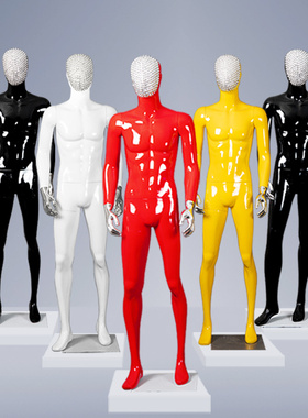 口碑品牌厂家新款男模 韩版黄色黑色电镀头手高品质展示人台组合