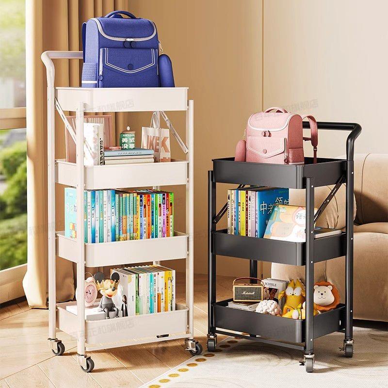 折叠置物车厨房可移动小推车置物架零食婴儿用品玩具书本收纳架
