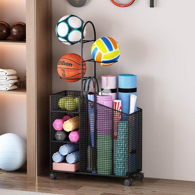 瑜伽垫收纳筐带轮健身运动器材收纳架家用可移动玩具篮球类置物架,厨房/烹饪用具,厨房墙壁置物架/厨房墙壁挂架,淘宝优惠券,粉丝福利购,淘宝优惠卷