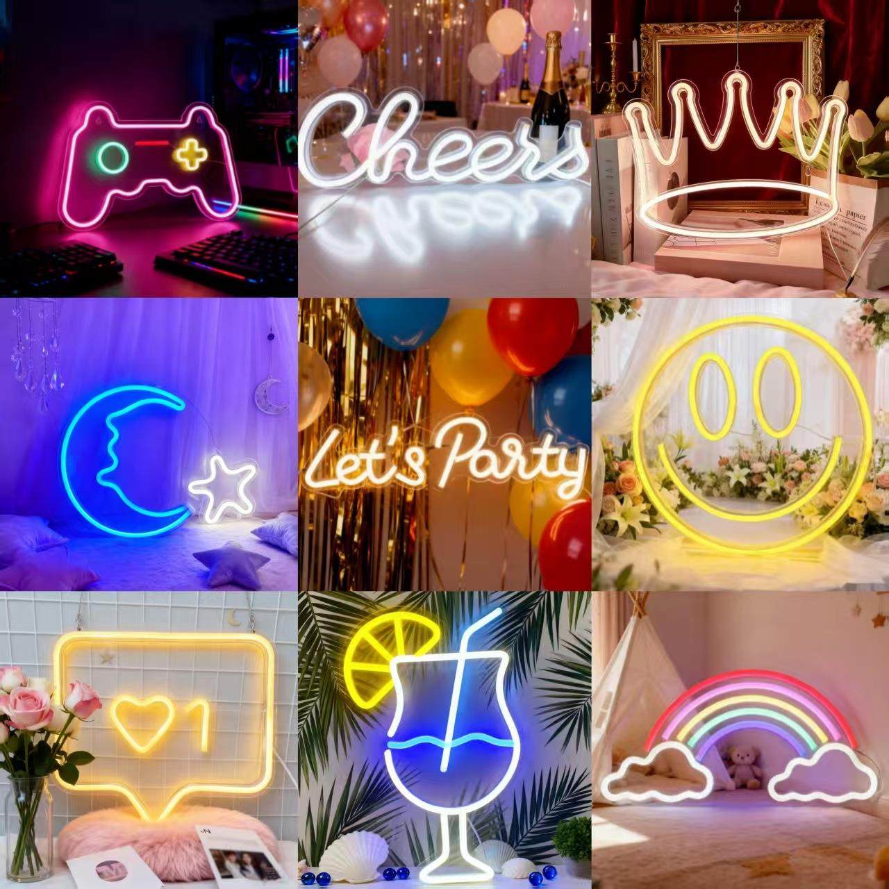 热卖新款led背板霓虹灯 游戏机皇冠熊爪系列造型灯网红氛围装饰灯