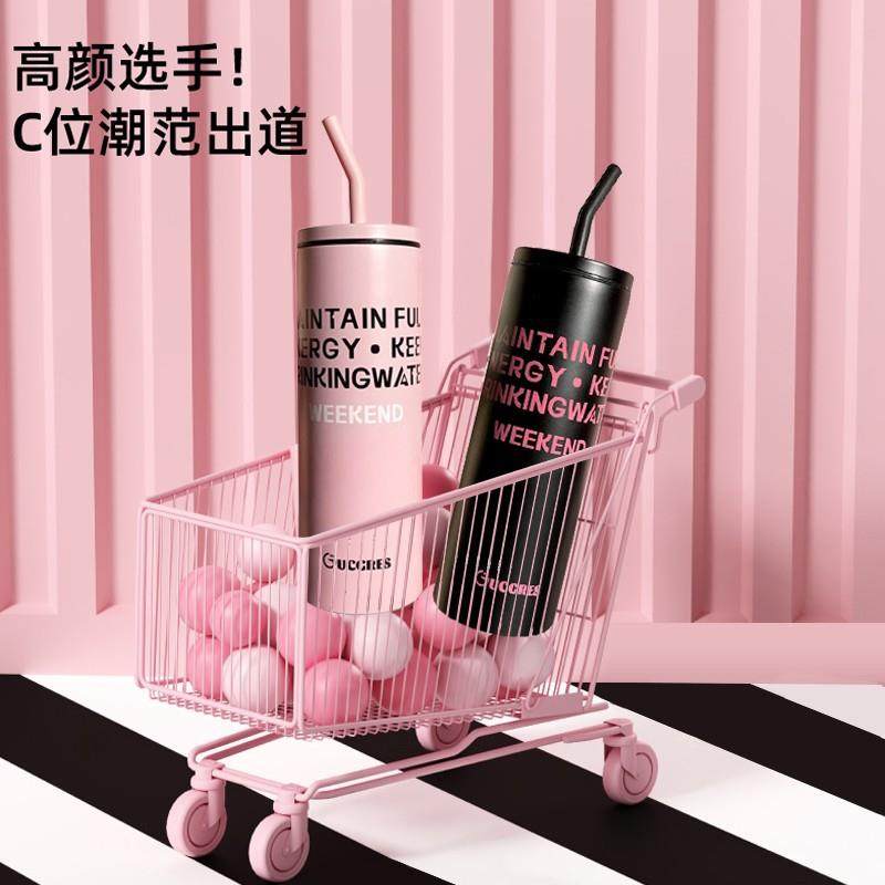 黑粉情侣高颜值保温杯简约不锈钢便携吸管杯可印LOGO水杯,餐饮具,保冷/保温杯,淘宝优惠券,粉丝福利购,淘宝优惠卷