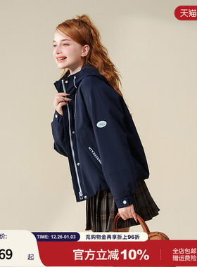 mc2加绒连帽外套女装秋冬新款可拆卸三合一撞色拉链加厚时尚流行