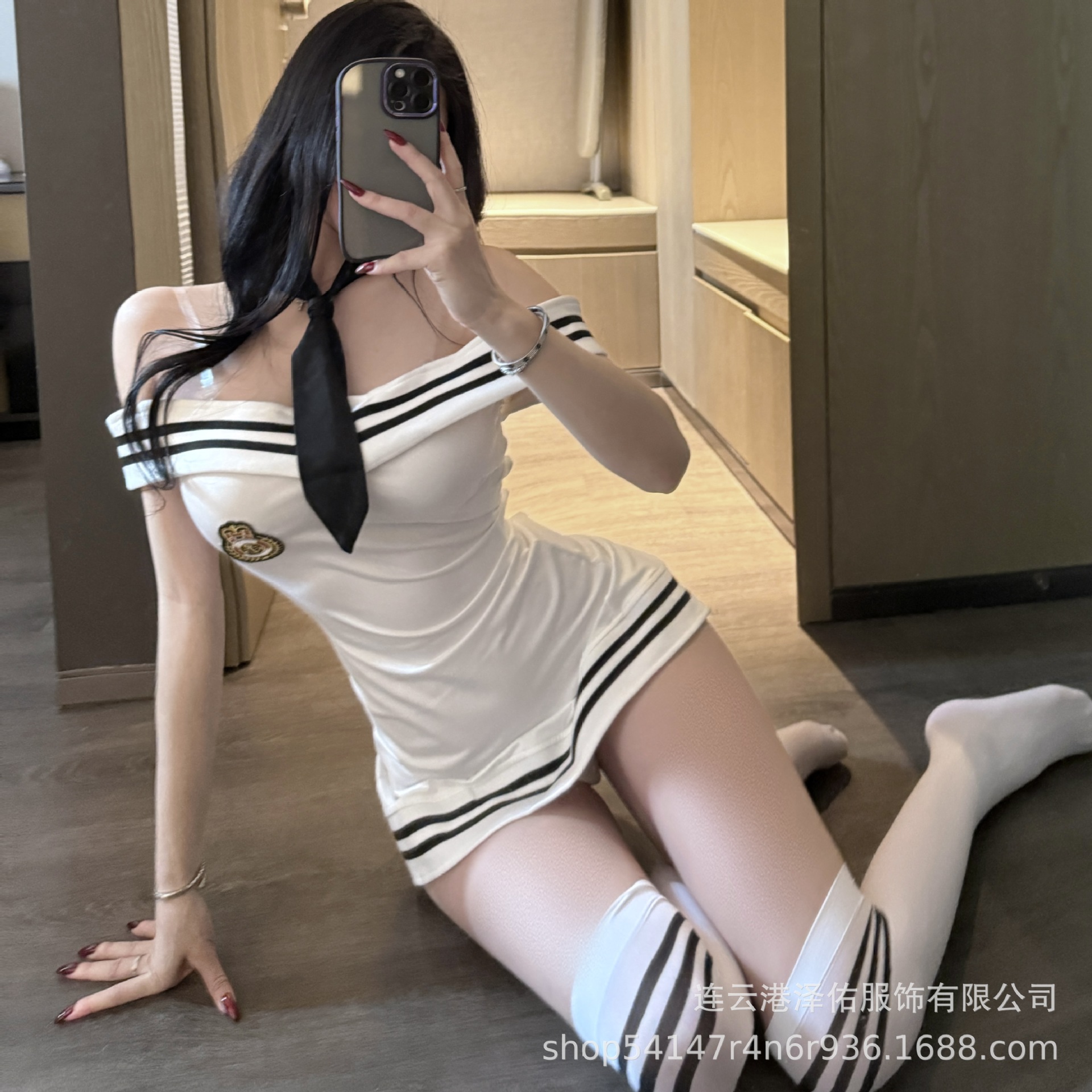 内衣性感抹胸纯欲绑带诱惑空姐制服免脱睡衣套装