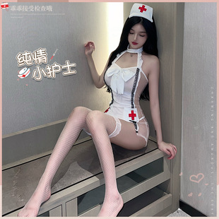 新款内衣吊带蕾丝透视护士服火辣性感制服套装免脱调动情欲可