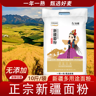 陕富新疆多用途面粉5kg扯面饺子包子馒头中筋粉特筋粉雪花粉 10斤