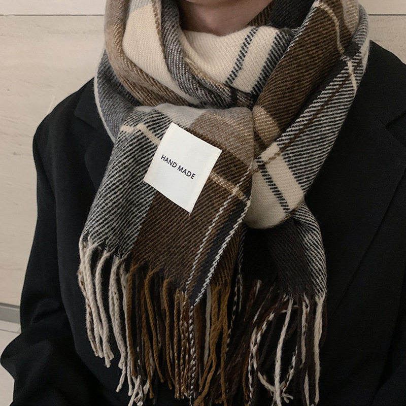 冬季新款百搭情侣格子围巾礼物