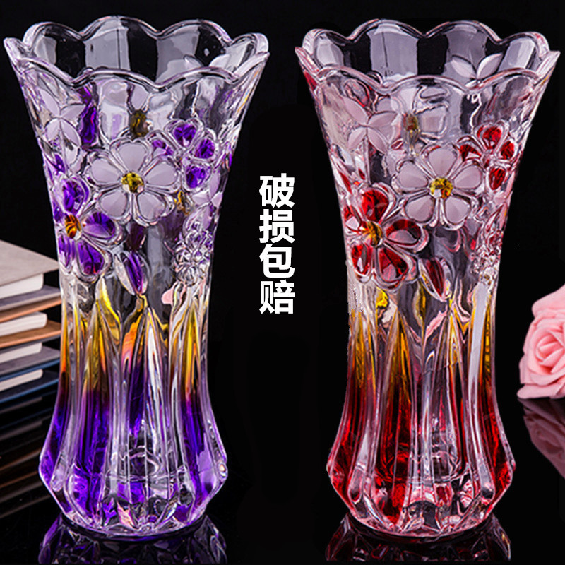 中式风透明加厚客厅水培玻璃花瓶