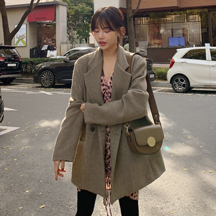 现货韩国东大门女装2025冬季新款韩范系带长中款加厚保暖毛呢外套