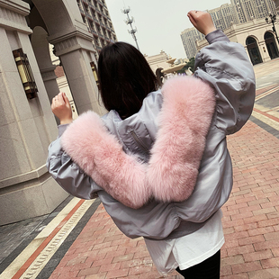 现货韩国东大门女装冬季2025新款大毛领加厚小资灰色短款羽绒服潮