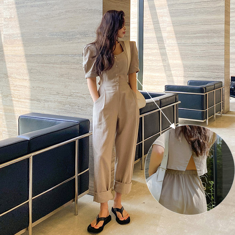 现货韩国东大门女装2025夏季新款时尚女神显瘦阔腿连体休闲裤潮ms