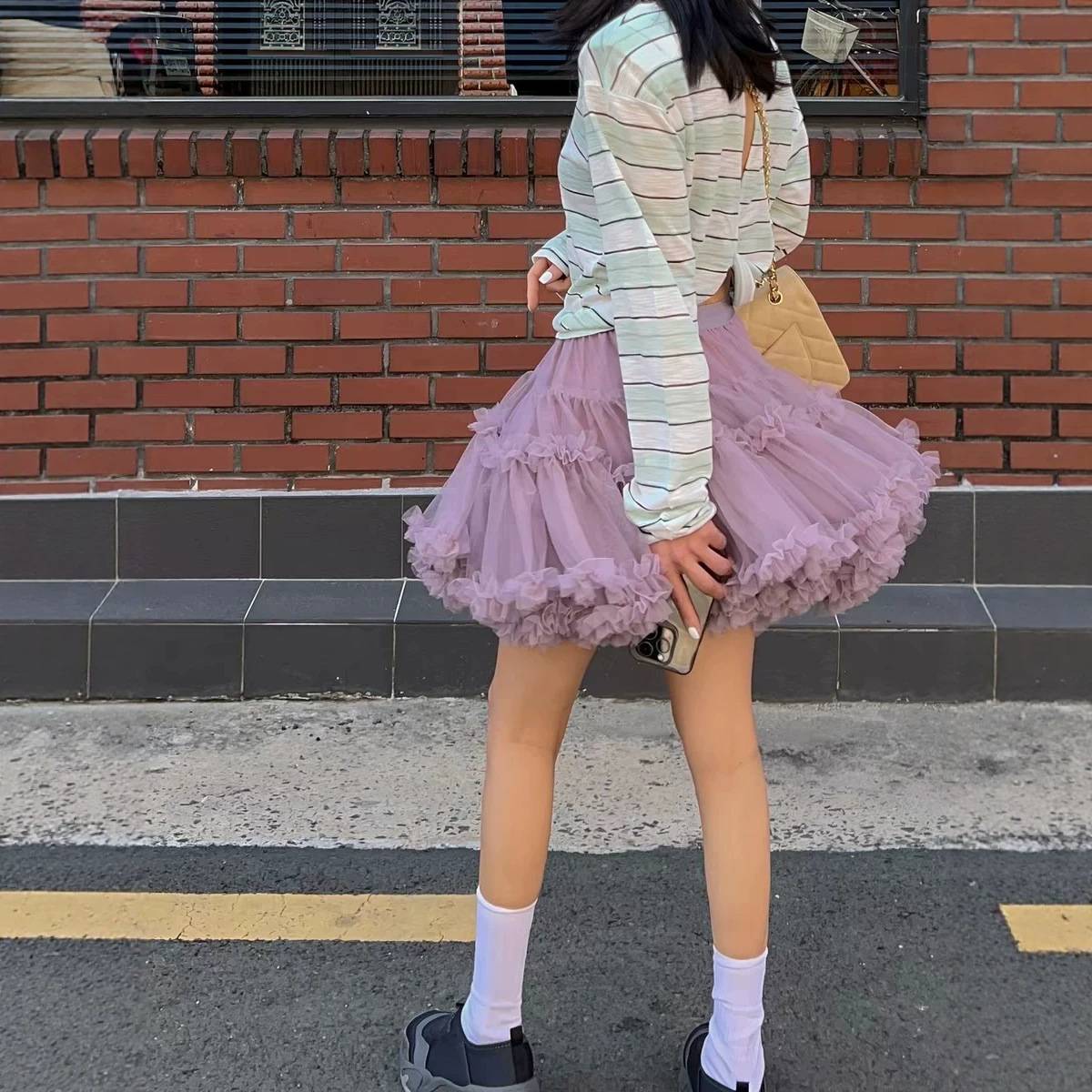公主风网纱蛋糕裙女春夏木耳边