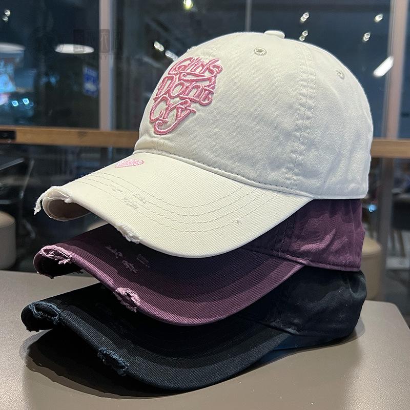 韩国小众潮牌做旧软顶棒球帽男女