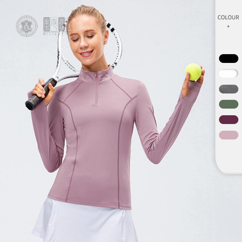 女士秋冬瑜伽长袖健身服修身显瘦