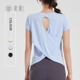 宽松运动短袖女速干恤美背透气跑步上衣半袖健身衣瑜伽服罩衫夏