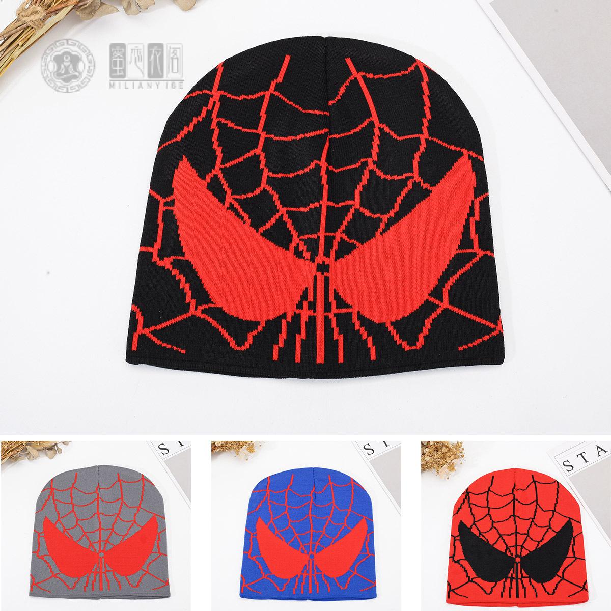 欧美热销蜘蛛侠网状针织帽男女